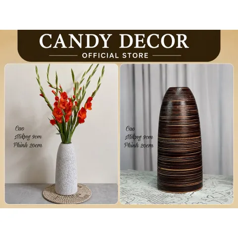 Bình cắm hoa chuông thon cao 41cm Bát Tràng – Gốm sứ thủ công cao cấp decor phòng khách
