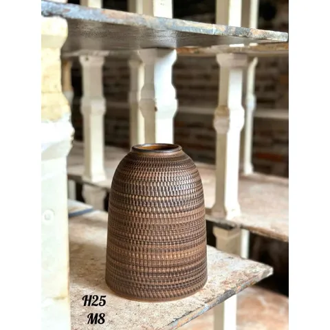 Lọ Hoa, Bình Cắm Hoa Dáng Chuông Men Nâu Mộc 25cm và 30cm Gốm Sứ Bát Tràng