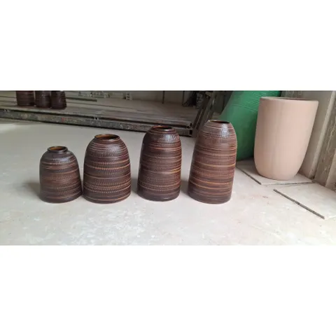 Lọ Hoa, Bình Cắm Hoa Dáng Chuông Men Nâu Mộc 25cm và 30cm Gốm Sứ Bát Tràng