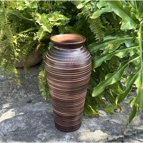 (Nhiều Màu) - Bình hoa gốm dáng đùi dế men nâu mộc 31cm cắm Gốm sứ Bát Tràng decor phòng khách cắm mọi loài hoa