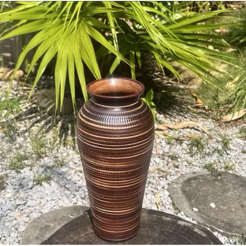 (Nhiều Màu) - Bình hoa gốm dáng đùi dế men nâu mộc 31cm cắm Gốm sứ Bát Tràng decor phòng khách cắm mọi loài hoa