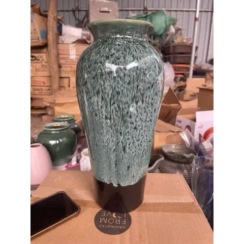 (Nhiều Màu) - Bình hoa gốm dáng đùi dế men nâu mộc 31cm cắm Gốm sứ Bát Tràng decor phòng khách cắm mọi loài hoa