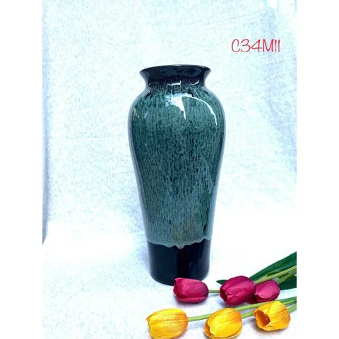 (Nhiều Màu) - Bình hoa gốm dáng đùi dế men nâu mộc 31cm cắm Gốm sứ Bát Tràng decor phòng khách cắm mọi loài hoa