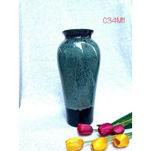 (Nhiều Màu) - Bình hoa gốm dáng đùi dế men nâu mộc 31cm cắm Gốm sứ Bát Tràng decor phòng khách cắm mọi loài hoa