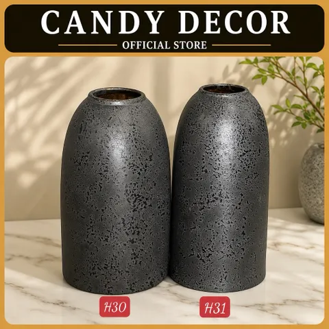 Bình hoa lọ hoa dáng chuông MEN ĐEN NHÁM Bát Tràng cao cấp phù hợp các loại hoa, decor phòng khách nhà cửa xinh sang