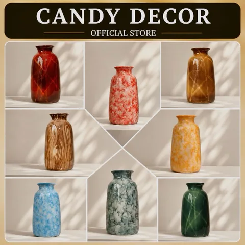 Bình hoa lọ hoa dáng đu đủ miệng loe MEN CẨM THẠCH cao 25cm gốm sứ Bát Tràng, decor nhà cửa, bàn làm việc, làm quà tăng