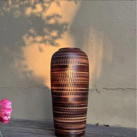 Bình hoa lọ hoa dáng bom men mộc cao 35cm Bát Tràng phù hợp các loại hoa tuyết mai, decor trang trí nhà cửa