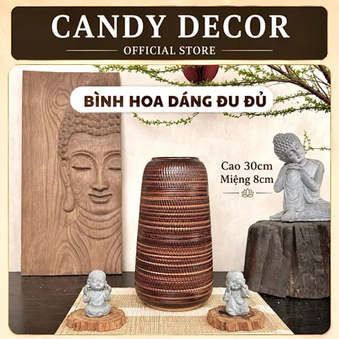 Bình hoa lọ hoa dáng đu đủ cao 30cm MÀU VITAGE phù hợp các loại hoa, decor nhà cửa gốm sứ Bát Tràng