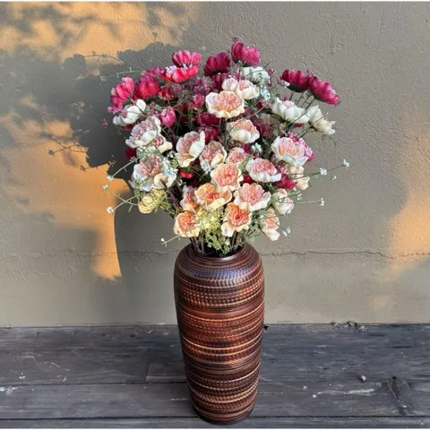 Bình hoa lọ hoa dáng bom men mộc cao 35cm Bát Tràng phù hợp các loại hoa tuyết mai, decor trang trí nhà cửa