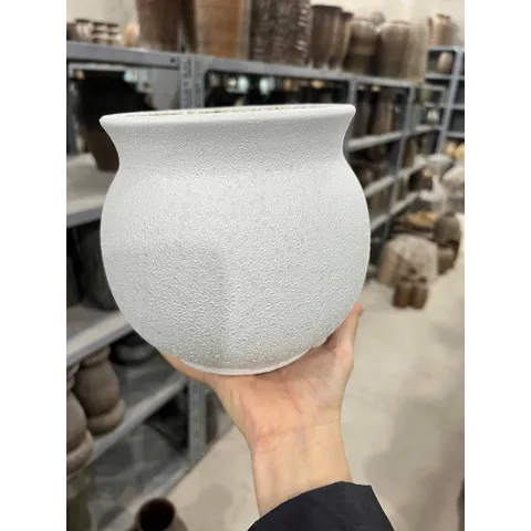 Bình Hoa Gốm Sứ Bát Tràng Dáng Bát Tròn Cao 16cm Cắm Hoa Decor Bàn Làm Việc Trang Trí Nhà Cửa Làm Quà Tặng