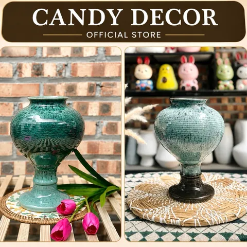 Bình hoa dáng chân đèn men hoả biến cao 27cm gốm sứ Bát Tràng, trang trí phòng khách - Lọ hoa đẹp decor nhà cửa