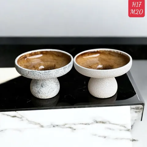 Bình gốm decor men lì chân đế trồng cây mini / dương xỉ( không lỗ), gừng, cắm hoa decor nhà cao 14cm và 17cm