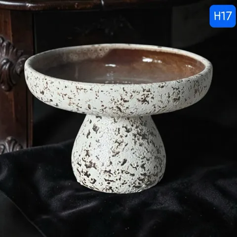 Bình gốm decor men lì chân đế trồng cây mini / dương xỉ( không lỗ), gừng, cắm hoa decor nhà cao 14cm và 17cm