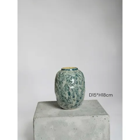 Bình hoa lọ hoa DÁNG VÒ CẨM THẠCH thon cao 18cm Bát Tràng cao cấp, phù hợp decor trang trí nhà cửa, bàn làm việc làm quà
