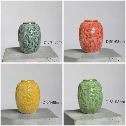 Bình hoa lọ hoa DÁNG VÒ CẨM THẠCH thon cao 18cm Bát Tràng cao cấp, phù hợp decor trang trí nhà cửa, bàn làm việc làm quà