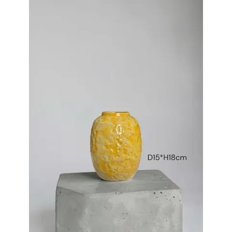 Bình hoa lọ hoa DÁNG VÒ CẨM THẠCH thon cao 18cm Bát Tràng cao cấp, phù hợp decor trang trí nhà cửa, bàn làm việc làm quà