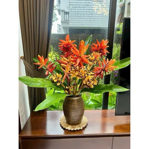 Bình gốm cắm hoa dáng chum miệng rộng cao 31cm thích hợp cắm nhiều loại hoa gốm sứ Bát Tràng