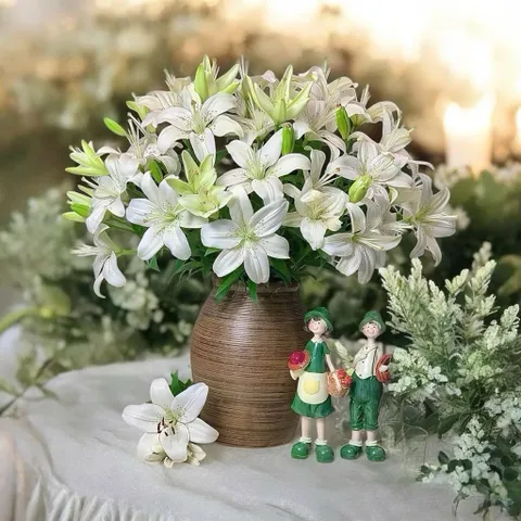 Bình gốm cắm hoa dáng chum miệng rộng cao 31cm thích hợp cắm nhiều loại hoa gốm sứ Bát Tràng