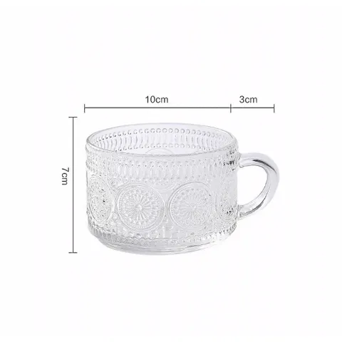Ly thuỷ tinh/Cốc thuỷ tinh hoạ tiết mặt trời, kim cương chịu nhiệt cao cấp dung tích 450ml