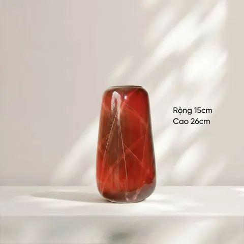Bình hoa lọ hoa DÁNG ĐU ĐỦ MEN CẨM THẠCH cao 26cm Bát Tràng cao cấp decor nhà sang làm quà tặng