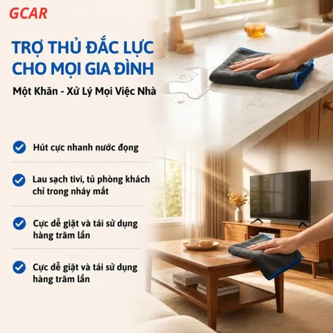 Khăn Lau Xe Cao Cấp Superfine Fiber 650GSM Gcar Thấm Hút Tốt Bảo Vệ Xe Hơi (Loại Mới) (P131491)