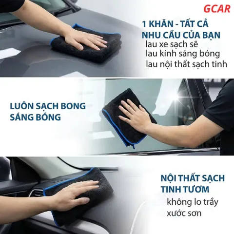 Khăn Lau Xe Cao Cấp Superfine Fiber 650GSM Gcar Thấm Hút Tốt Bảo Vệ Xe Hơi (Loại Mới) (P131491)