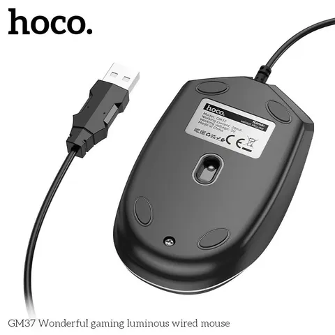 Chuột Có Dây Hoco GM37 Sành Điệu Độ Nhạy Cao 2400DPI Đèn LED Đổi Màu Cho Máy Tính PC (P131379)