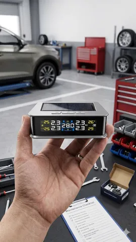 Cảm Biến Áp Suất Lốp Ô Tô TPMS - Màn Hình LCD Sạc Năng Lượng Mặt Trời - Gắn Van Ngoài (Bản Mới 2026) (P131315)