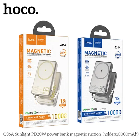 [CCC] Pin Dự Phòng Hoco Q36A 10000mAh Hút Nam Châm Kèm Giá Đỡ Tiện Lợi Sạc Nhanh PD 20W (P131293)
