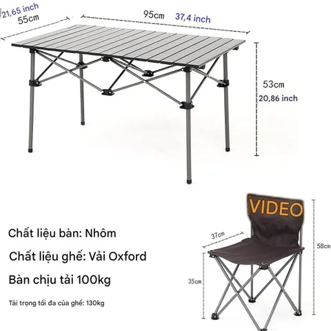 Bộ Bàn Ghế Dã Ngoại Camping Gấp Gọn 6 Ghế - Hàng amz 600$ + Quà 249K (P131262)