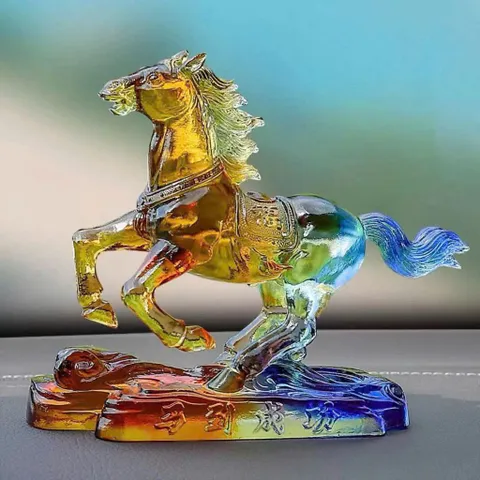 Tượng Trang Trí Decor NGỰA ĐÁ LƯU LY decor trang trí taplo ô tô, bàn làm việc, phòng khách (P130906)