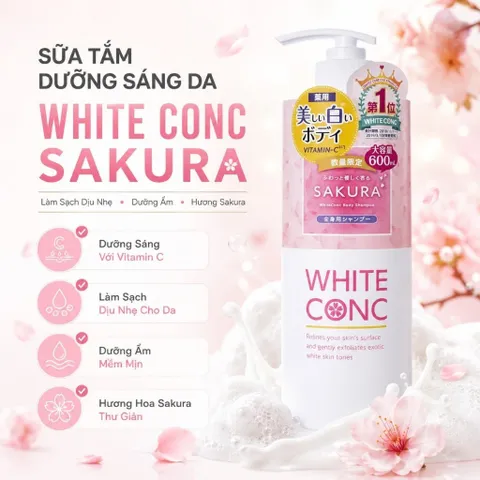 Sữa tắm trắng da toàn thân Body Shampoo White Conc Nhật Bản - Chai 600ml