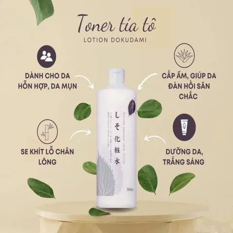 Nước hoa hồng lotion toner diếp cá, tía tô Dokudami White Conc Nhật Bản 500ml
