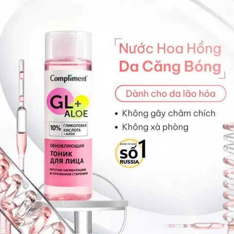 Toner Glycolic Acid 10% RT Compliment Dưỡng Ẩm, Cân Bằng Độ pH, Mờ Thâm Nám, Tái Tạo Làn Da 200ml