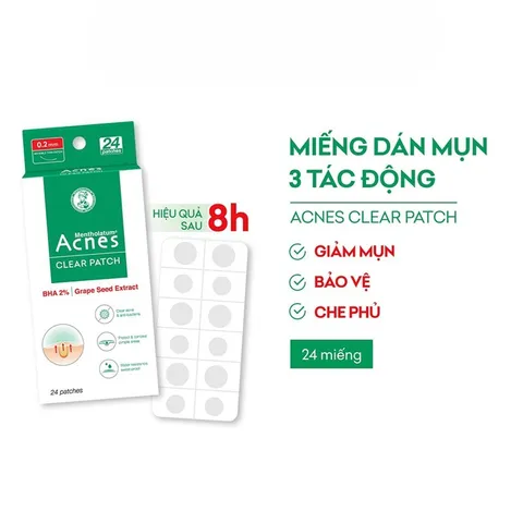 Miếng dán mụn giúp giảm mụn sưng viêm Acnes Clear Patch White Conc (24 Miếng)