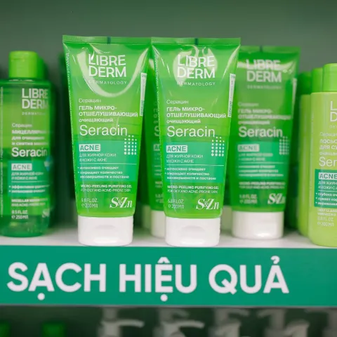 Gel rửa mặt tẩy tế bào chết không hạt Librederm Seracin Micro-Peeling Purifying hỗ trợ giảm mụn mờ thâm mụn 200ml /400ml
