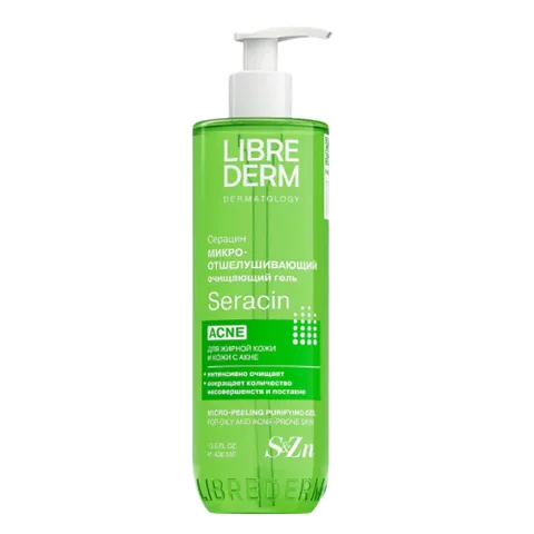 Gel rửa mặt tẩy tế bào chết không hạt Librederm Seracin Micro-Peeling Purifying hỗ trợ giảm mụn mờ thâm mụn 200ml /400ml