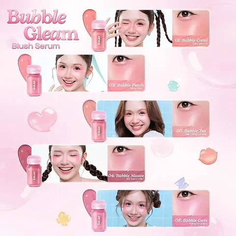Má hồng kem dạng lỏng GSLAY Bubble Gleam Blush Serum căng bóng bắt sáng, mỏng nhẹ thuần chay 4.5ml
