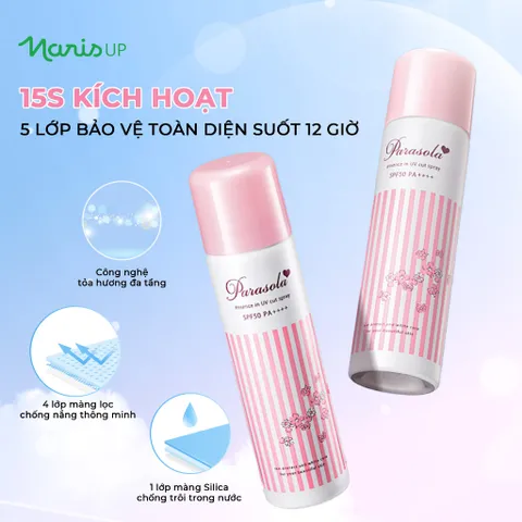 Kem, Xịt Chống Nắng Naris Cosmetics Dưỡng Sáng Da Parasola UV Spray SPF50+ PA++++