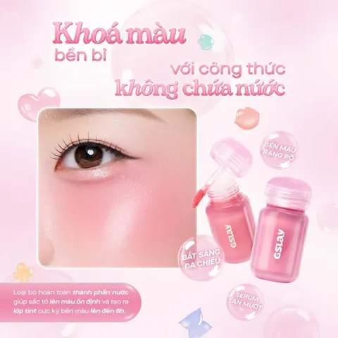 Má hồng kem dạng lỏng GSLAY Bubble Gleam Blush Serum căng bóng bắt sáng, mỏng nhẹ thuần chay 4.5ml