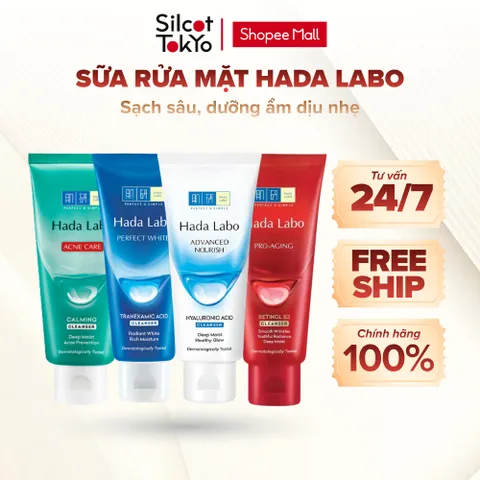 Kem Rửa Mặt Dưỡng Ẩm Hada Labo Advanced Nourish / Perfect White / Acne Care / Pro Anti Aging Cleanser White Conc 80g