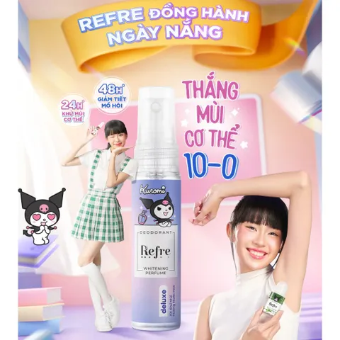 Lăn khử mùi và Xịt khử mùi Refre x Kuromi Natural/Whitening Perfume White Conc  40ml/ 30ml