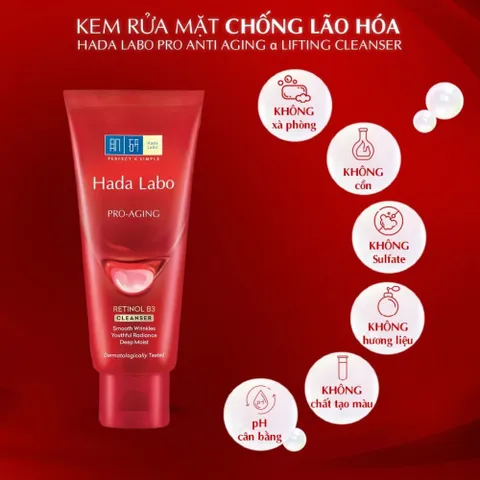 Kem Rửa Mặt Dưỡng Ẩm Hada Labo Advanced Nourish / Perfect White / Acne Care / Pro Anti Aging Cleanser White Conc 80g