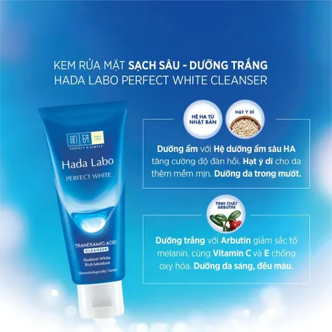 Kem Rửa Mặt Dưỡng Ẩm Hada Labo Advanced Nourish / Perfect White / Acne Care / Pro Anti Aging Cleanser White Conc 80g
