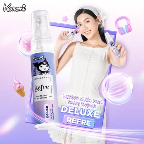 Lăn khử mùi và Xịt khử mùi Refre x Kuromi Natural/Whitening Perfume White Conc  40ml/ 30ml
