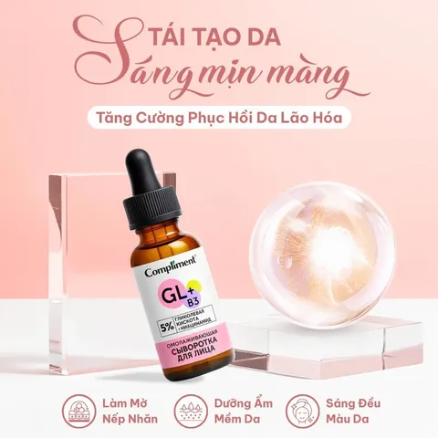 Serum Compliment Glycolic 5% Niacinamide Tái Tạo Da Săn Chắc, Tăng Đàn Hồi & Mờ Thâm Sạm 27ml