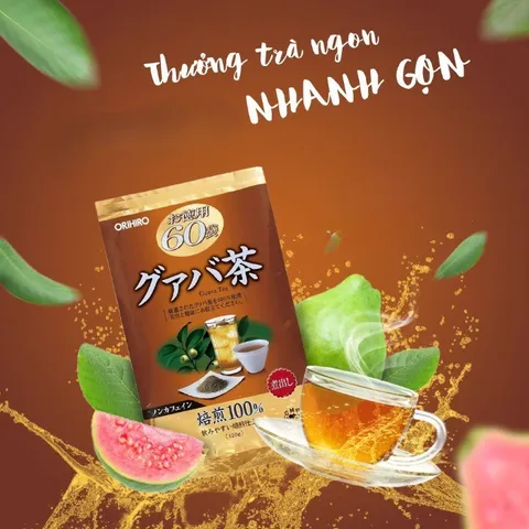 Trà lá ổi Orihiro White Conc Nhật Bản hỗ trợ giảm cân, giảm mỡ thừa, cải thiện tiêu hóa - Gói 60 túi