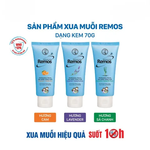 Kem và Xịt chống muỗi Rohto Metholatum Remos White Conc (Hương Lavender, Sả Chanh, Cam, Khuynh Diệp) 70g/ 150ml