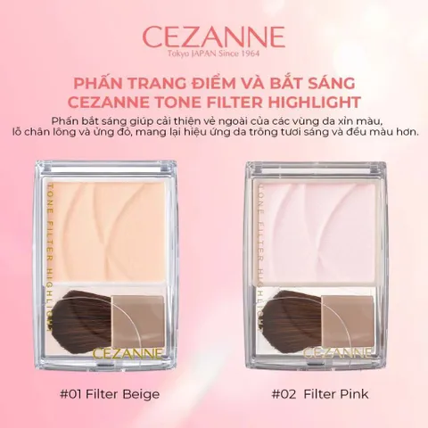 Phấn Bắt Sáng Lì Cezanne Tone Filter Highlight Dạng Bột Phấn Đẩy Sáng Da Tự Nhiên Bền Màu 2.3g