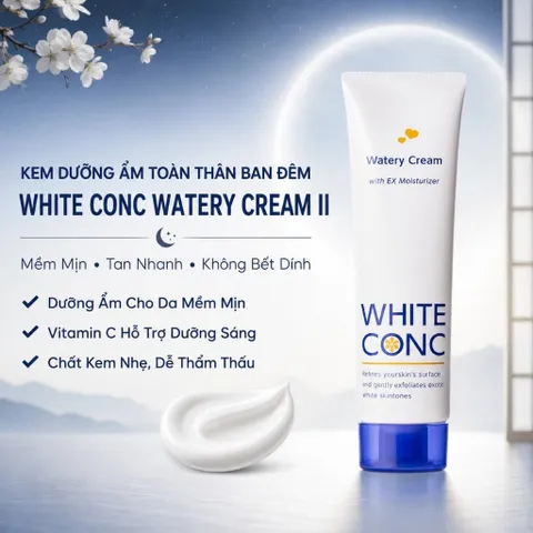 Kem dưỡng ẩm trắng da toàn thân ban đêm White Conc Nhật Bản Watery Cream 90g